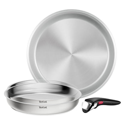 Tefal Ingenio Emotion+ 4pc Induction Uncoated Frypan Set - Stainless Steel