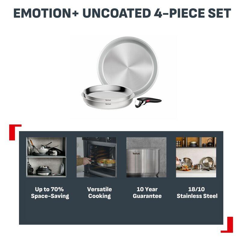 Tefal Ingenio Emotion+ 4pc Induction Uncoated Frypan Set - Stainless Steel