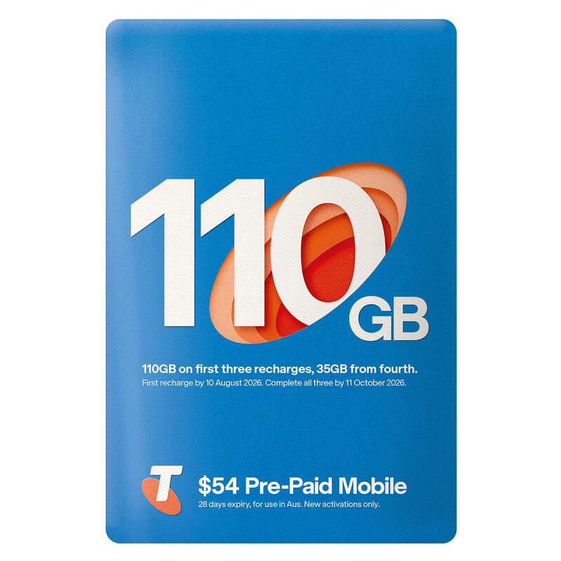 Telstra Pre-Paid Starter SIM Card Plan - Preloaded with $54 + 100GB Data