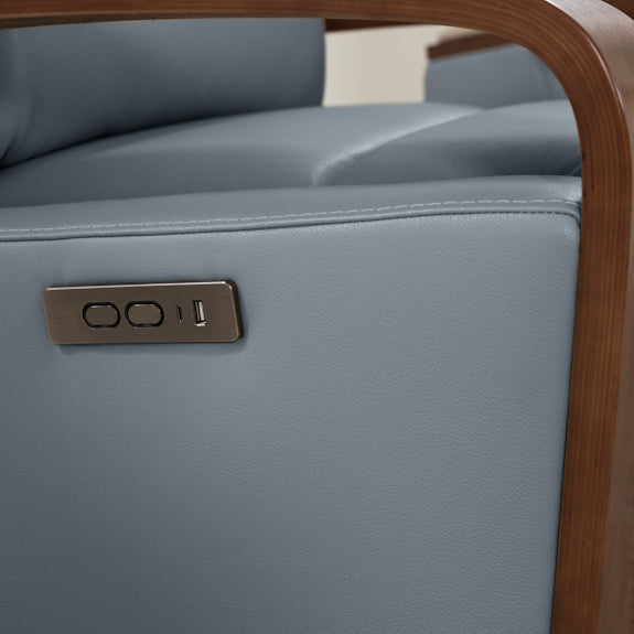 Treviso Lift & Recline Leather Armchair - Powder Blue
