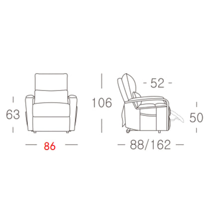 Treviso Lift & Recline Leather Armchair - Powder Blue