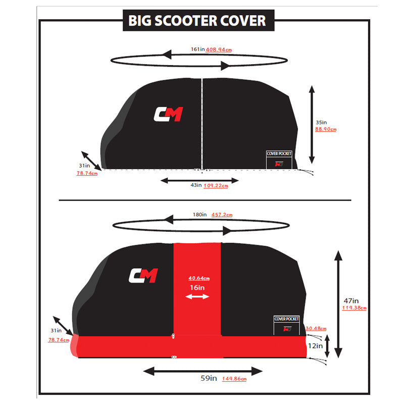 Top Gun Scooter Accessory Universal Cover - Red/Black