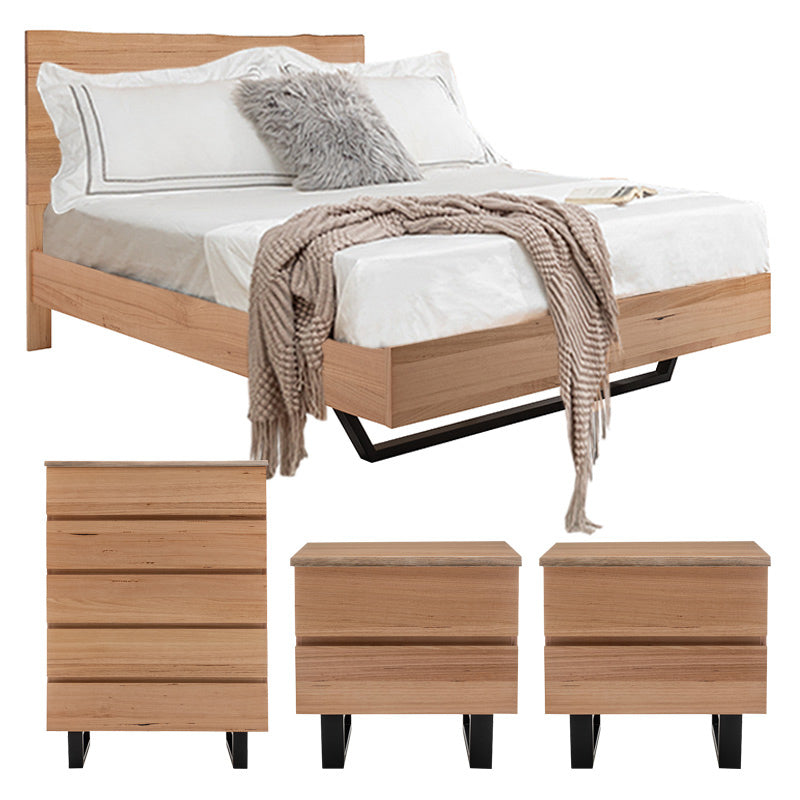 Valhalla 4 Piece King Timber Bedroom Suite - Messmate/Black