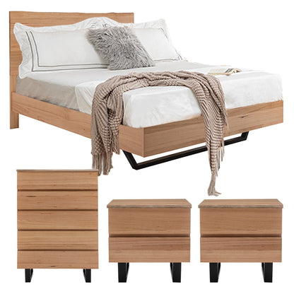 Valhalla 4 Piece Queen Timber Bedroom Suite - Messmate/Black