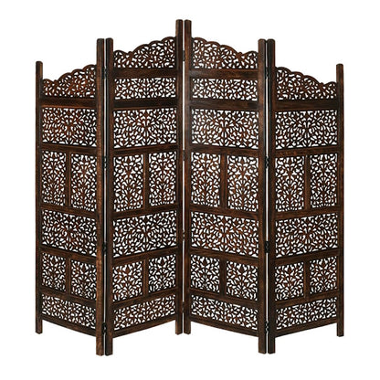 Vasco Carved Timber Privacy Screen - Burnt Brown