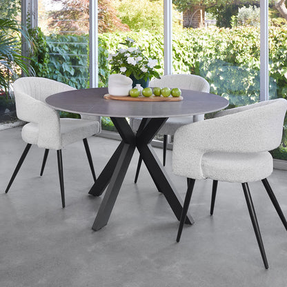 Venice 120cm Round Dining Table - Grey/Black