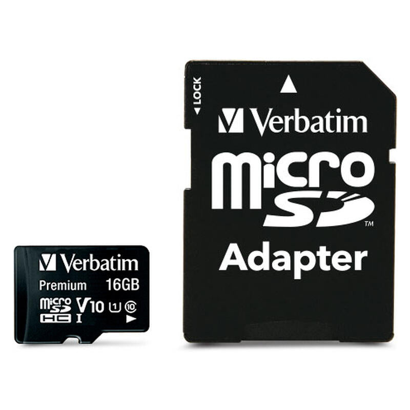Verbatim 16GB Storage MicroSD Card with SD Adapter - Black