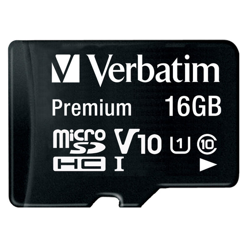 Verbatim 16GB Storage MicroSD Card with SD Adapter - Black