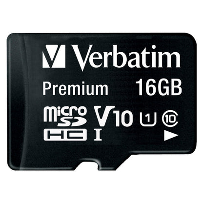 Verbatim 16GB Storage MicroSD Card with SD Adapter - Black