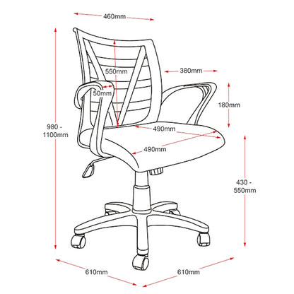 Vienna Gas Lift Office Chair - Black/Silver