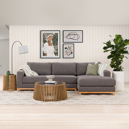 Willow 3 Seater Fabric Sofa with RHF Chaise - Dark Grey