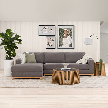 Willow 3 Seater Fabric Sofa with LHF Chaise - Dark Grey