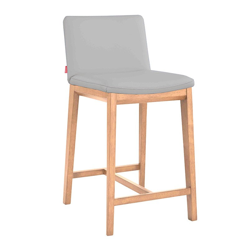 Wilson Leather Bar Stool - Grey/Natural