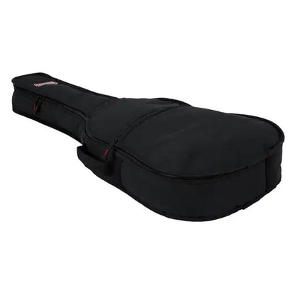 Black guitar case on a white background